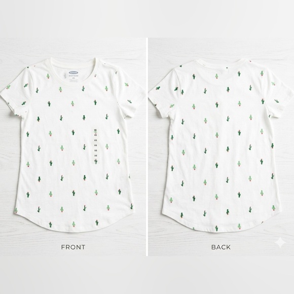 Old Navy Tops - Woman’s White Cactus Print T-Shirt